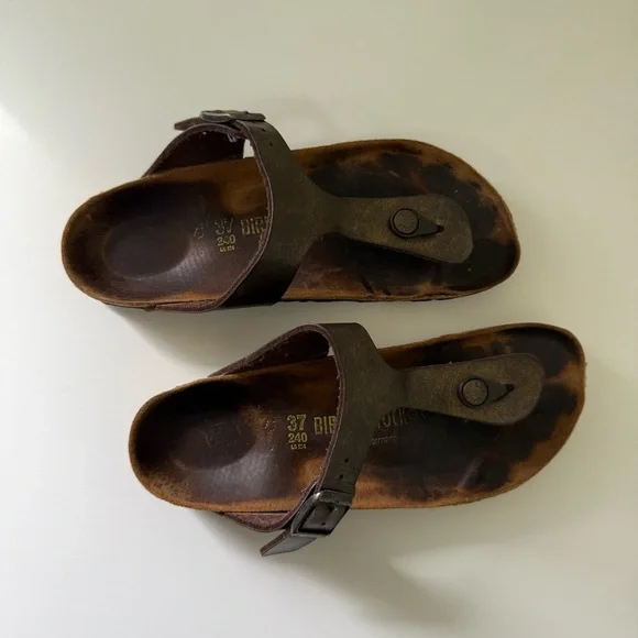Birkenstock Gizeh Oiled Leather Bronze Sandals Women’s Size 37 - Picture 7 of 10